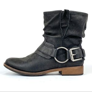 Crown Vintage | Vegan Distressed Moto Ankle Boots